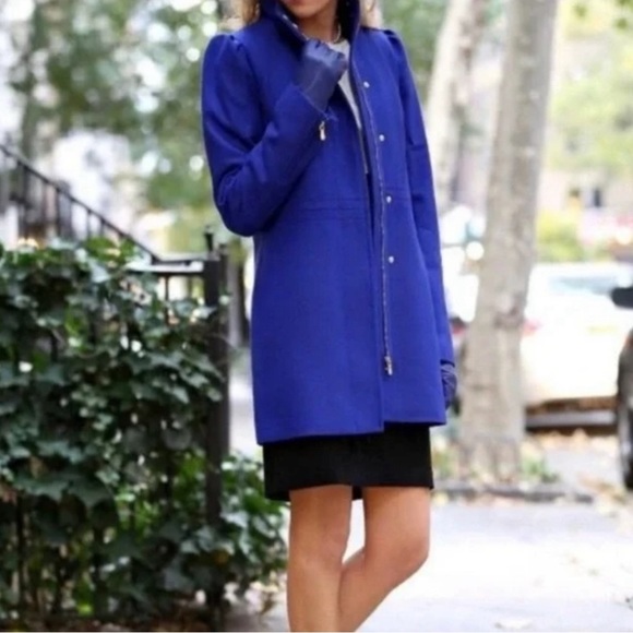 Banana Republicans Colbalt Blue Puff Sleeve Wool Coat - Picture 8 of 9